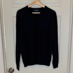 Hart Schaffner Marx Big & Tall Merino Wool V-Neck Sweater in Black
